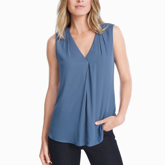 WHBM "China Blue" Petite Single Pleat Shell Top Size 12P 💙✨💼 - Picture 1 of 8